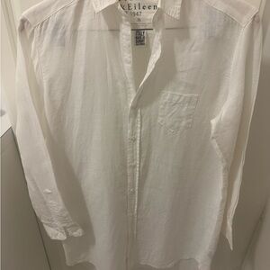 Frank & Eileen Classic White Button Down Tunic Shirt / Beach Cover Up - Size Sma